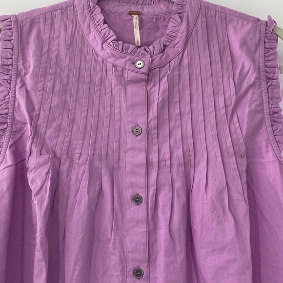 Free People Annie Butterfly Bush Purple Pintuck Pleated Tunic Top Sz Small NWOT - Picture 9 of 11
